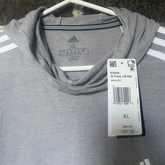 NWT Adidas Women's Grey Transition Lightweight Hoodie, XL. - Picture 2 of 4